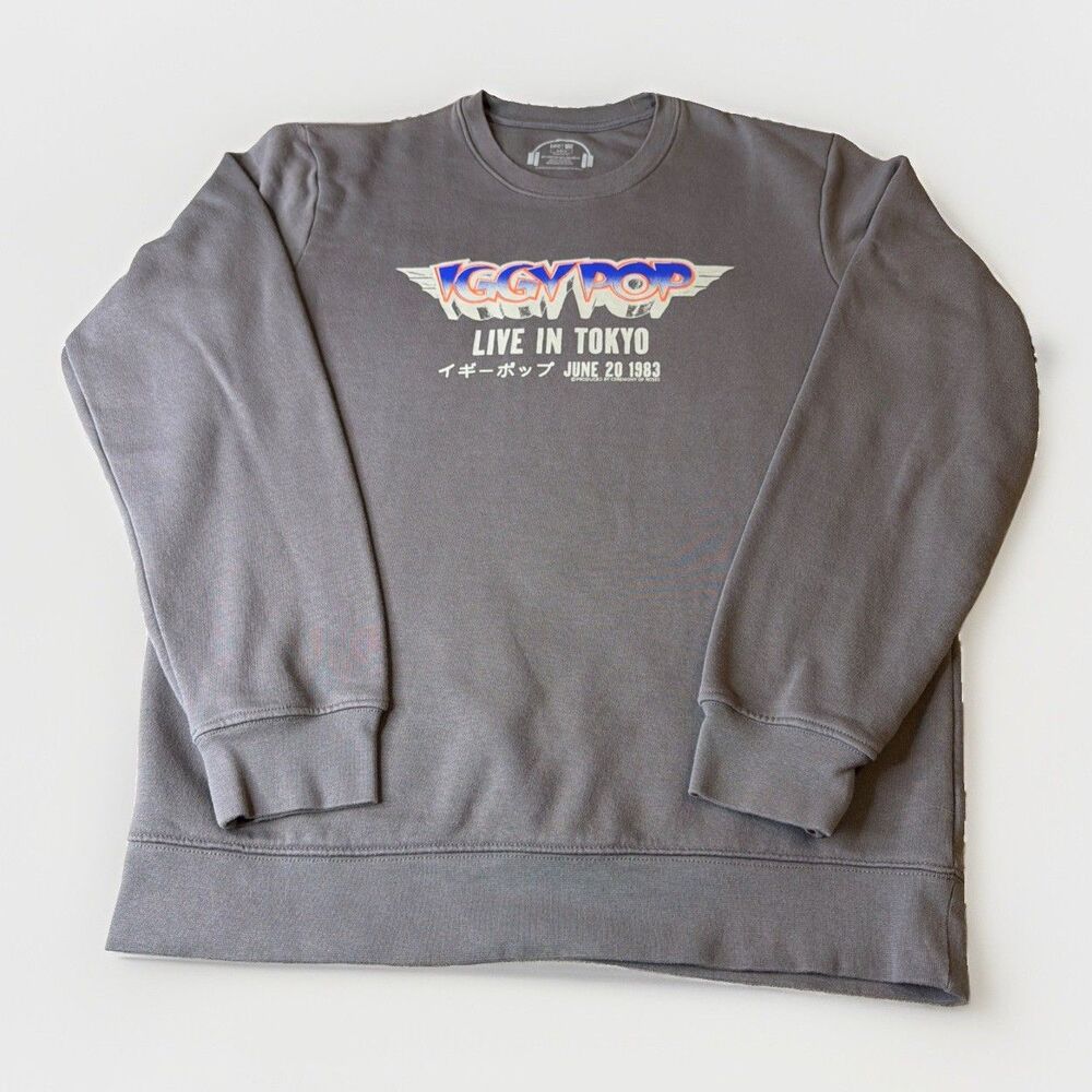 Lee® Men's Iggy Pop "Live In Tokyo" Gray Long-Sleeve Fleece Sweatshirt Size M